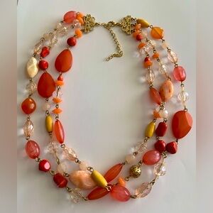 Vintage lucite and plastic triple strand necklace